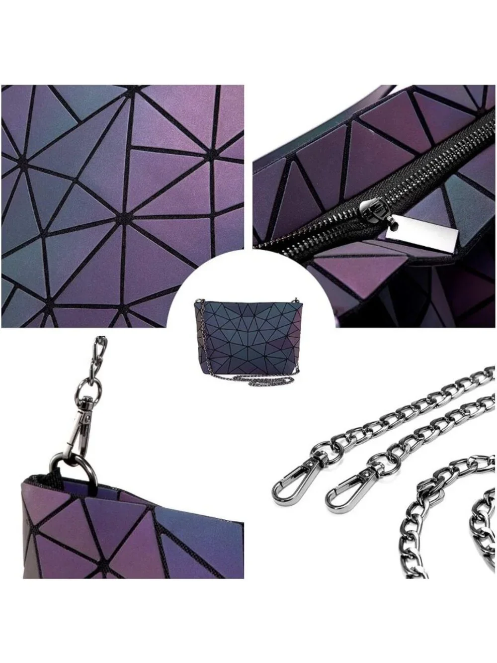 Luminous Geometric Holographic Crossbody Bag & Wallet for Women - Stylish